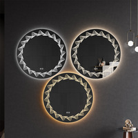 Espejo de Baño con Marco de Vidrio Iluminado por LED, Montado en la Pared, con Enchufe, Pantalla Táctil, Antivaho, Funciones Inteligentes, Diseño Creativo para Hotel