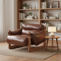 Großhandel Retro Kaffeefarben Leder Relaxsessel Freizeit-Einzelsessel Komfortables Möbelstück für Wohnzimmer Schlafzimmer