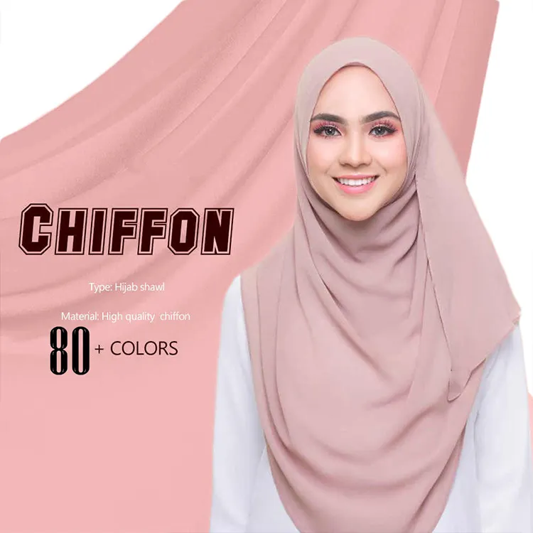 Foulard hijab en mousseline de soie pour femmes, 2021, nouveau style arabe, grand prix, vente en gros