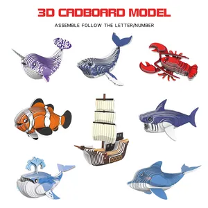 Kids Educational Creative Paste Toys 3D Puzzles Of Paperboard Animal DIY Puzzles Model