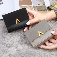 Dompet Kulit Multifungsi Bentuk V Warna-warni untuk Wanita dan Pria, Tempat Kartu dan Uang Koin