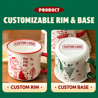 Ensemble de tasses en céramique personnalisées pour Noël avec des motifs de Noël et un coffret cadeau pour les cadeaux d'entreprise, vente en gros, logo personnalisé