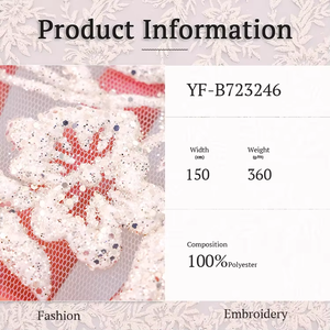 2025 nueva tela de tul blanco puro brillante transpirable bordado 3D estilo cruzado encaje de punto para niñas vestidos de novia Textiles para el hogar - Product Image 2