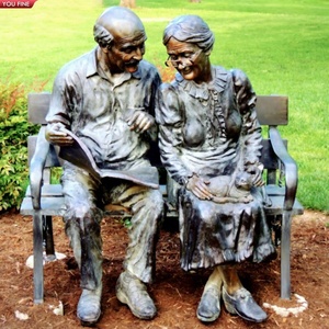 YOUFINE Statue en bronze grandeur nature Mère et enfants sur un banc Sculpture familiale pour la décoration de parcs et de jardins - Product Image 5