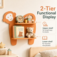Étagère murale en forme de dinosaure en MDF à double niveau pour chambre d'enfant, étagère pour objets en forme d'animaux