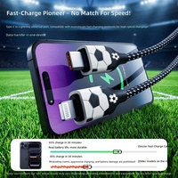 Câble de données tressé de style football, best-seller transfrontalier, à charge rapide, compatible avec les téléphones mobiles iOS et Android
