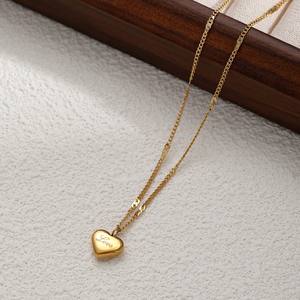 2025 venta al por mayor de acero inoxidable chapado en oro joyería impermeable Acción de Gracias regalos del Día de San Valentín amor corazón colgante collares - Product Image 4