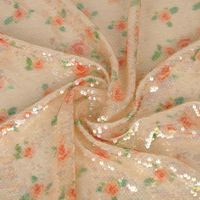 Nouveau Design Applique Broderie Partout Coloré Brillant Sequin Mesh Tissu pour Robe