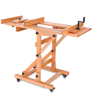Chevalet de studio professionnel LISI en bois de hêtre, à levage manuel, sur pied, pour artistes, peinture, présentoir d'art, 4 roulettes mobiles - Product Image 5