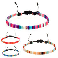 Boho fait à la main surfeur bijoux coloré arc-en-ciel couleurs réglable tissé amitié Bracelet