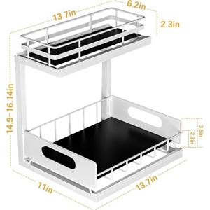 China Cheap L-Shaped Adjustable Bathroom <b>Kitchen</b> Cupboard Slipping Drawer Under the Sink Slide Pull Out Cabinet Basket Organizer - Product Image 3