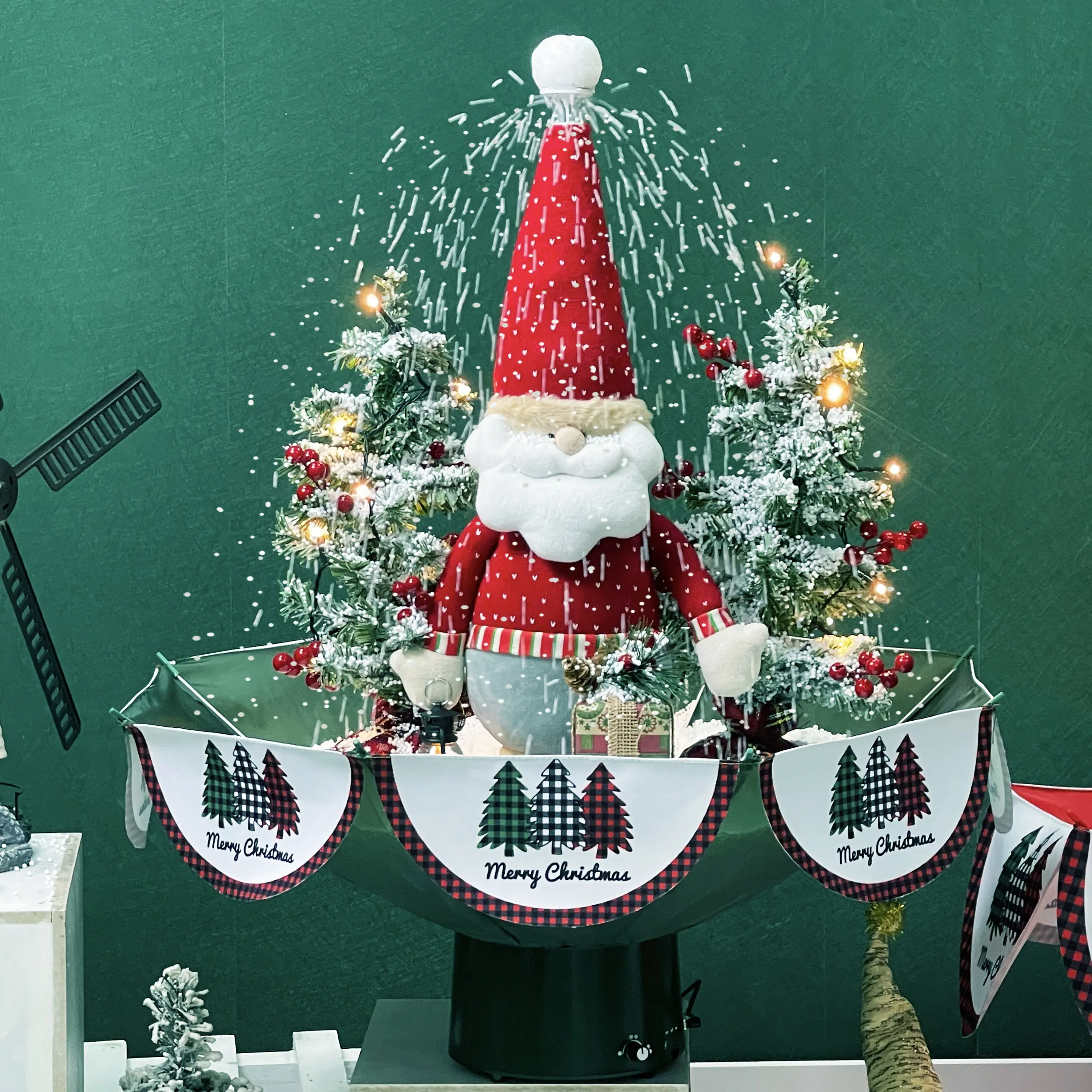 Santa iluminado árvore de Natal dekoration crismas árvore Natal com bola Natal & árvore ornamentos