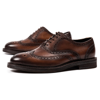 Chaussures Oxford de style brogue vintage pour hommes, confortables, durables, en cuir de vache véritable, faites à la main, à lacets, en cuir de vache pur, chaussures habillées durables