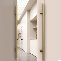 Poignée de porte en verre en acier inoxydable doré brossé Simple American B002, 1200 mm, pour hôtels, portes en bois massif encadrées, entrées