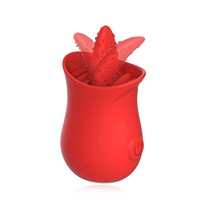 Großhandel Erwachsenen-Vibrator für Frauen mit Rosen-Zungen-Design aus Silikon und ABS, Wasserdicht, Schwingende Vibration, Massagestab für Klitoris und G-Punkt