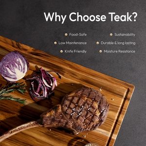 Tabla de Cortar de Madera de Teca Antideslizante de Primera Calidad, No Tóxica, para Usar Sobre el Fregadero, Juego de Tablas de Cortar de Madera Maciza con Soporte para Grabado Láser - Product Image 5