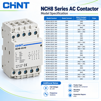Contacteur AC modulaire CHINT NCH8 20A 25A 40A 63A 1P 2P 4P Bobine 24V 220/230V 50/60Hz Rail DIN pour contrôle domestique et industriel