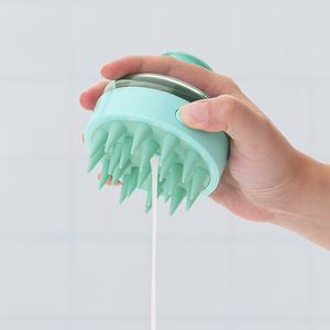 カスタムロゴシリコン頭皮ブラシヘアウォッシャーディスペンサーヘッドヘアスカルプマッサージャーヘルプラザリングマッサージコーム角質除去用 - Product Image 1