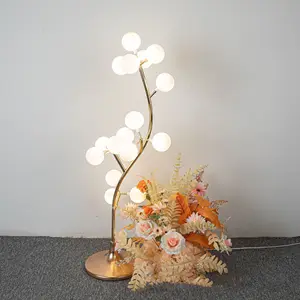 Iron Art Electroplated Wedding Roadmap 1.5m Cotton Tree Stage Decoration Bubble Lamp indian wedding decorations punjabi stages