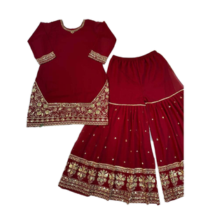 Ensemble de vêtements de soirée brodés avec haut et bas Dupatta pour femmes - Product Image 1