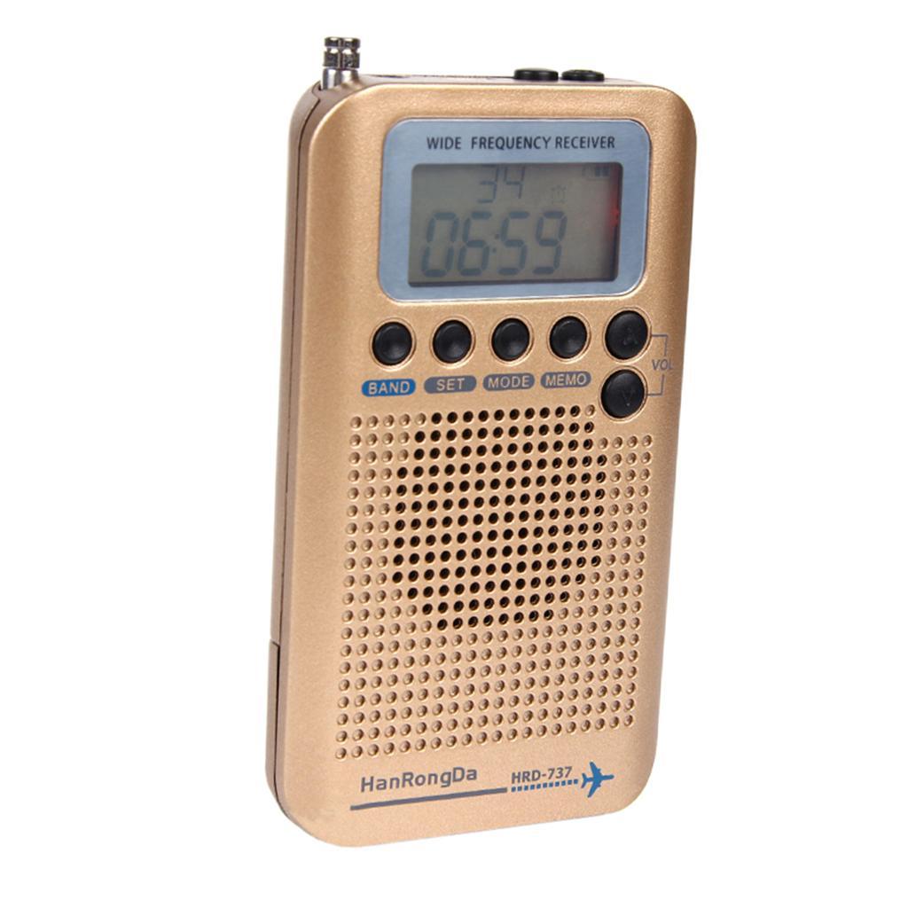 HanRongDa HRD-737 ポータブルラジオ受信機 FM/AM/SW/CB/Air/VHF時計付き