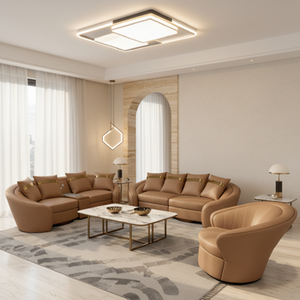 Set di Divani in Pelle Moderni con <span class=keywords><strong>Schienale</strong></span> Trapuntato e Gambe in Metallo, <span class=keywords><strong>Divano</strong></span> <span class=keywords><strong>Angolare</strong></span> Ecologico per Soggiorno, Hotel, Appartamento, Ufficio - Product Image 1