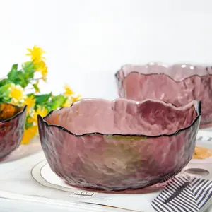 批发家用厨房高级玻璃糖碗彩色储物碗大型混合玻璃碗
