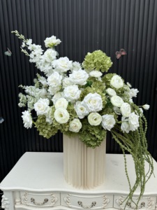 Guirlande florale suspendue vert forêt, chemin de table blanc pur 60 cm, fleurs de centre de table, chemin de fleurs pour allée, amarante - Product Image 2