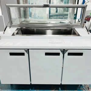 Mostrador Refrigerado Comercial para Pizza, Ensaladas y Sándwiches con Tapa de Vidrio y Mesa de Preparación - Product Image 6