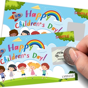Kids Scratch Card Fun Design Scratch Prizes 2025 Sale <b>Ticket</b> Size Black Core Paper Scratch Card Printing - Product Image 1