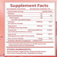 OEM Marque Privée Gummies Calcium Magnésium Vitamine D3 K2 Zinc Probiotique Santé Osseuse Adultes 60 Unités