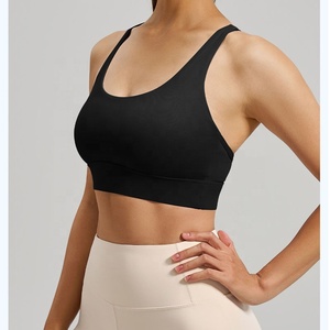 Sujetador deportivo blanco con espalda cruzada para mujer, top transpirable sin costuras para yoga y entrenamiento - Product Image 3