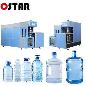 Máquina de moldeo por soplado, máquina semiautomática para hacer botellas de agua PET grandes de 10l, 20L, 3 y 5 galones a precio de fábrica