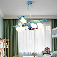 Lampe suspendue créative en forme d'avion de dessin animé pour chambre d'enfant - Éclairage domestique moderne blanc chaud de taille moyenne