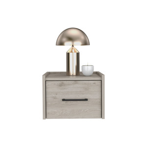 Mesita de Noche Flotante Gris Claro con Cajón, Estante de Almacenamiento para Dormitorio Montado en la Pared - Product Image 5