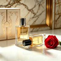 Vente en gros de flacons de parfum en verre rectangulaires de 50 ml/100 ml, couvercles en plastique, étiquettes personnalisables, emballage en boîte cadeau givrée