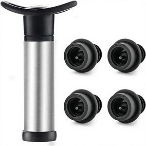 Bouchon de <span class=keywords><strong>bouteille</strong></span> de vin en acier inoxydable avec pompe à vide, en silicone alimentaire, anti-fuite, pour conserver la fraîcheur du vin, idéal pour les bars - Product Image 1