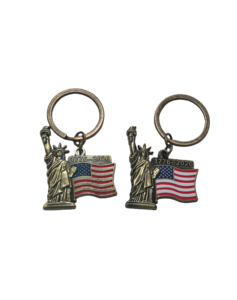 Custom USA 250th Anniversary Metal Keychain and Gold-Plated Liberty Flag Design for Commemorative Gift
