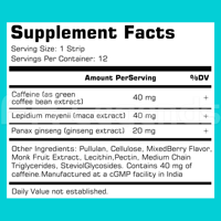 Complément alimentaire en bandes orales énergétiques à la menthe OEM, clarté mentale améliorée avec caféine, film énergétique soluble aux vitamines B pour la concentration