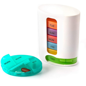 Organisateur de pilules écologique pour voyage, 7 jours, 4 compartiments, boîte à médicaments en plastique arc-en-ciel, étuis de rangement hebdomadaire pour pilules - Product Image 2
