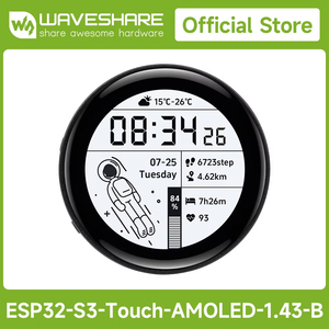 ESP32-S3-Touch-AMOLED-1.43 Waveshare Papan Pengembangan Layar AMOLED 1.43 inci 466*466 Antarmuka QSPI Layar Bulat - Product Image 2