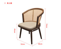 Nouvel ensemble de sièges de restaurant en bois massif de style chinois, canapé mural et banquette incurvée, chaises de salle à manger en rotin avec table à manger en pierre
