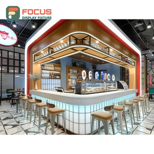 Freestanding Cafe Service Counter Oak Veneer Finish Coffee Bean Display Area Barista Service Counter - Product Image 6