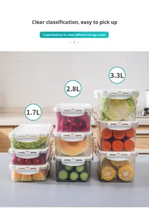 <b>Stackable</b> Kitchen Fridge Organizers Food <b>Storage</b> Box with Sealed Lid Clear Plastic <b>Storage</b> <b>Containers</b> for Fruit ,Vegetables,Food - Product Image 3