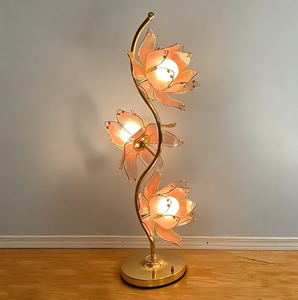 Lámpara de Pie con Forma de Flor, 4 Cabezas, Pantalla de Vidrio Rosa, LED E26, Lámpara de Pie Moderna y Alta para Sala de Estar o Dormitorio - Product Image 6