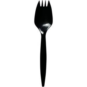 Cuchara-tenedor de polipropileno negro de peso medio para camping, utensilio de camping, 1000 unidades/paquete - Product Image 1