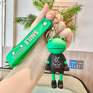 QY Cartoon Long Leg Frog Keychain Cute 3D PVC Rubber Animal Pendant Silicone <b>Key</b> <b>Ring</b> <b>Bag</b> Charm Gift for Kids Women - Product Image 1