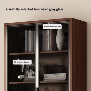 Lxyx Modern Wooden <b>Bookcase</b> with Adjustable Shelves and Drawers for Living Room Storage and Display - Product Image 5