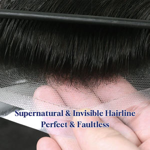 วิกผมผู้ชาย Quantum 6 Series แบบผมแท้ Remy ลอนธรรมชาติ ผมอินเดีย เนื้อผม 38 มม. ผูกด้วยมือ 100% ไร้รอยต่อ ฐานลูกไม้ PU - Product Image 4