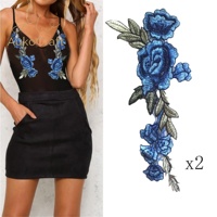 DIY Broderie de roses florales, autocollant à coudre, applique, patch de fleurs de dessin animé pour vêtements
